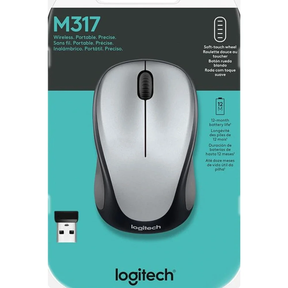 Logitech M317 Wireless Mouse - 2.4 GHz w/ USB Receiver, 1000 DPI Optical Track